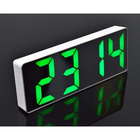 Jam Meja Digital Mini Led Weker Alarm Clock Mirror GH-0712 Hijau