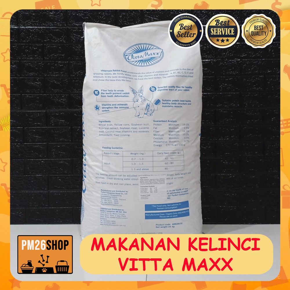 Makanan Kelinci Vitamax Vitta Maxx Vittamaxx 25 Kg Khusus Gojek Grab