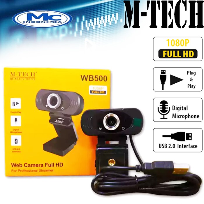 Webcam HD1080P Streaming With  Mic Camera  M-Tech WB-500