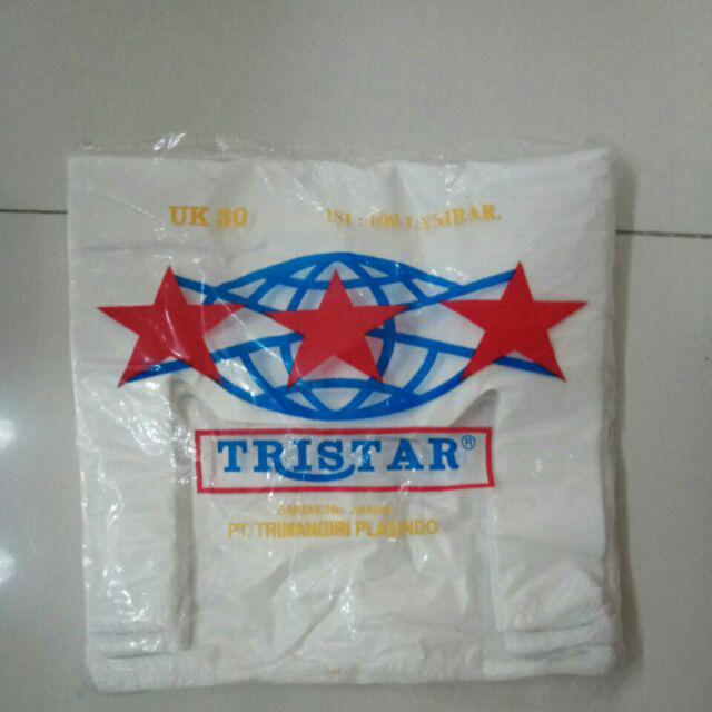 Kantong Keresek Plastik Tristar 30 Hitam Putih Merah 30x55cm Kualitas Oke