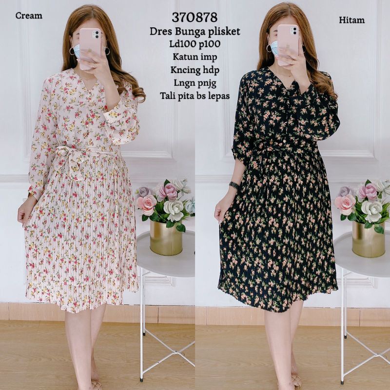 370878 Dres bunga plisket
