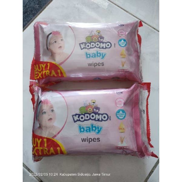 Kodomo Baby Wipes Pink 50's (buy 1 gratis 1)