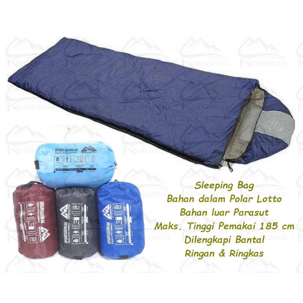 Sleeping Bag Polar Bulu SUPER | Dacron WATERPROOF | Bantal ~ Kantong Tidur Tebal