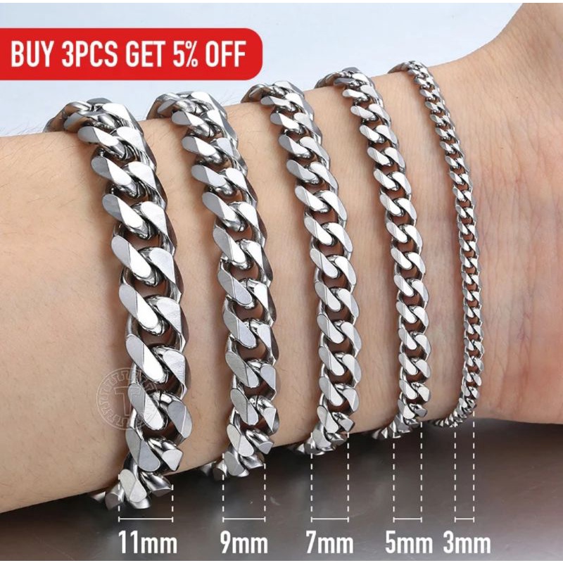 COD!!GELANG TITANIUM STANLEES STELL PRIA WANITA COWO CEWE MODEL RANTAI ANTI KARAT TIDAK LUNTUR
