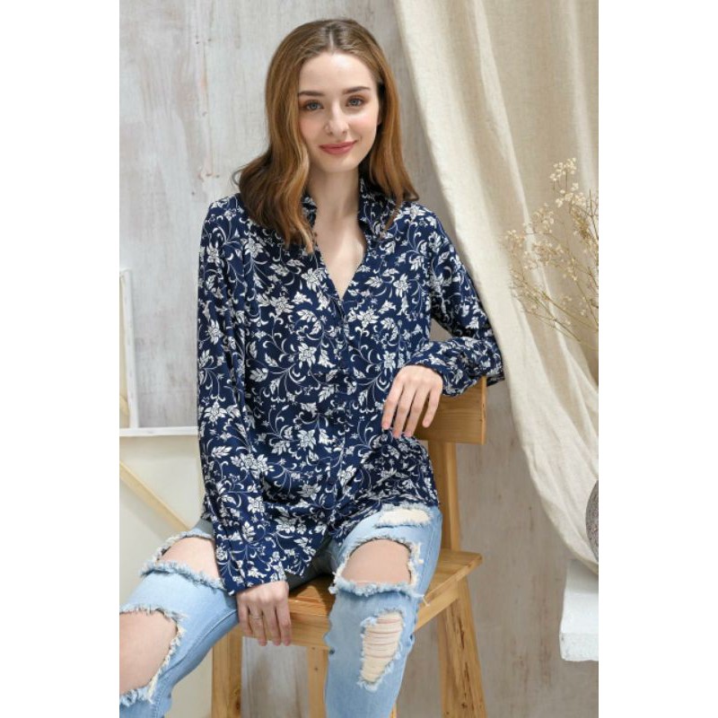 Exp** printed longsleeved blouse