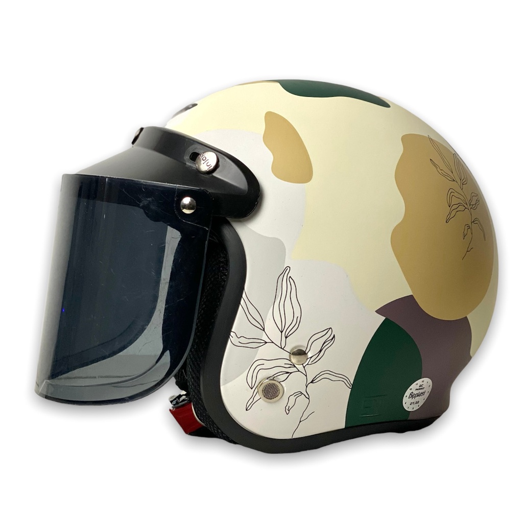 HELM BOGO RETRO DEWASA WANITA CEWEK FULL LEHER AESTHETIC TERBARU