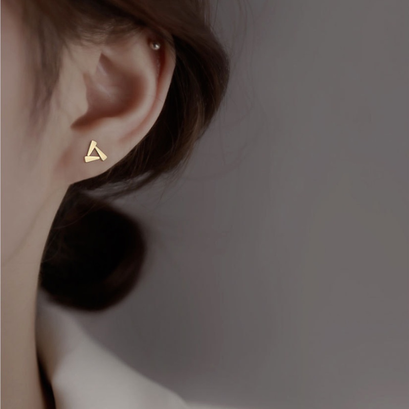 We Flower Anting Stud S925 Silver Bentuk Segitiga Persegi Geometris Hollow Minimalis Untuk Wanita