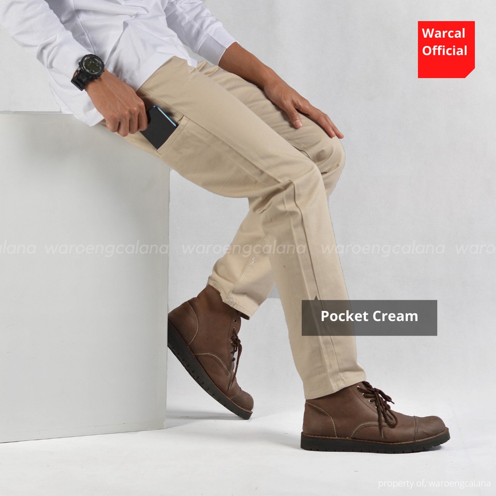 In One Chino Panjang Pocket Cream