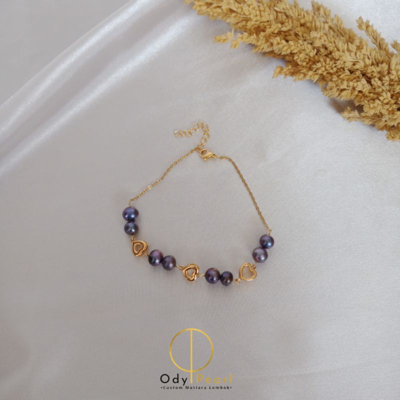 Gelang mutiara air tawar lombok titanium