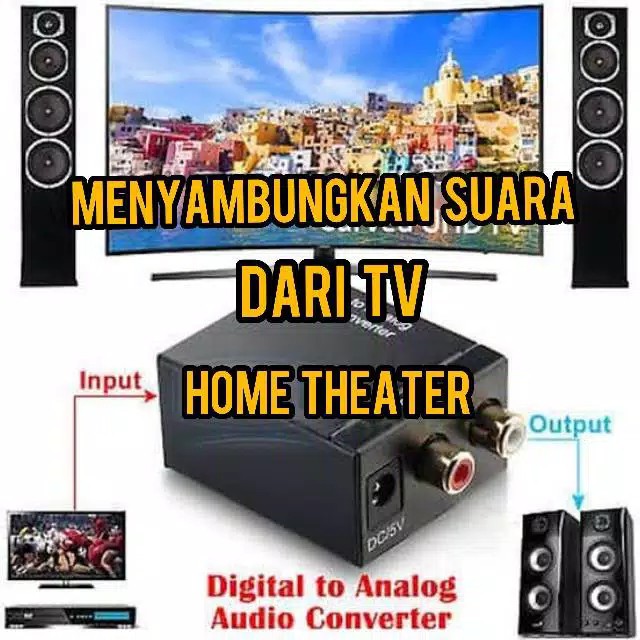 (COD) PAKET KONVERTER DIGITAL TO ANALOG AUDIO CONVERTER UNTUK KE SPEAKER AKTIF + KABEL TOSLINK 1M