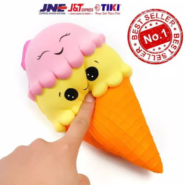 MAINAN ANAK SQUISHY MEDIUM SMILEY ICE CREAM CONE MURAH