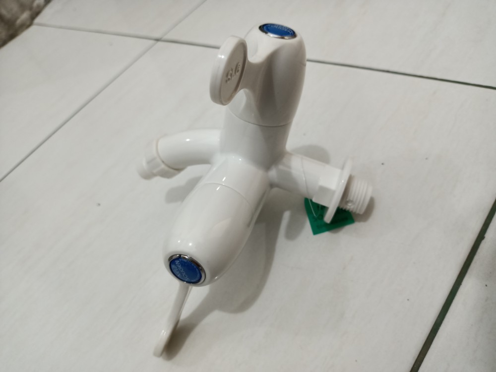 Kran Cabang Plastik Pvc Soligen S9- Keran Air Shower Double Dua Abs Faucet Dual Murah I12