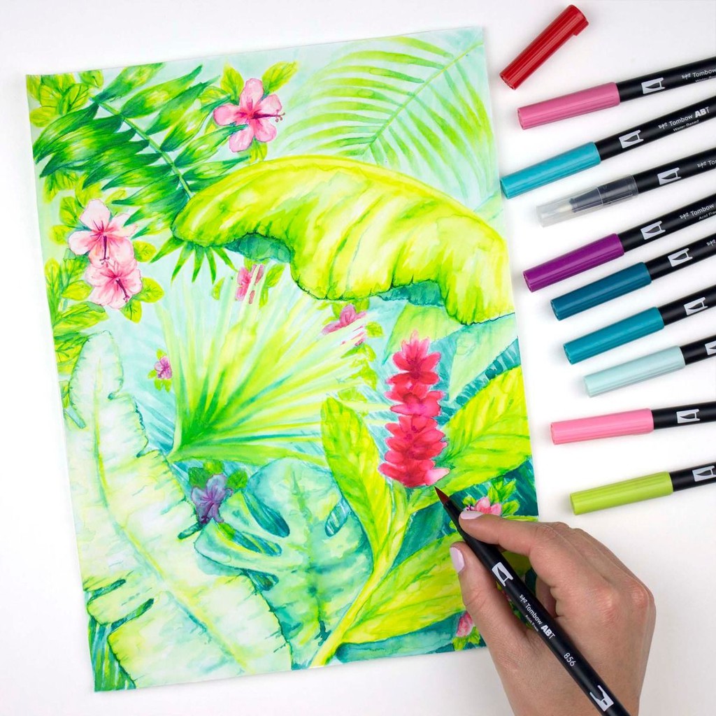 

mdn Tombow ABT Dual Brush Pen Set 10 Colors With Blender Marker Spidol
