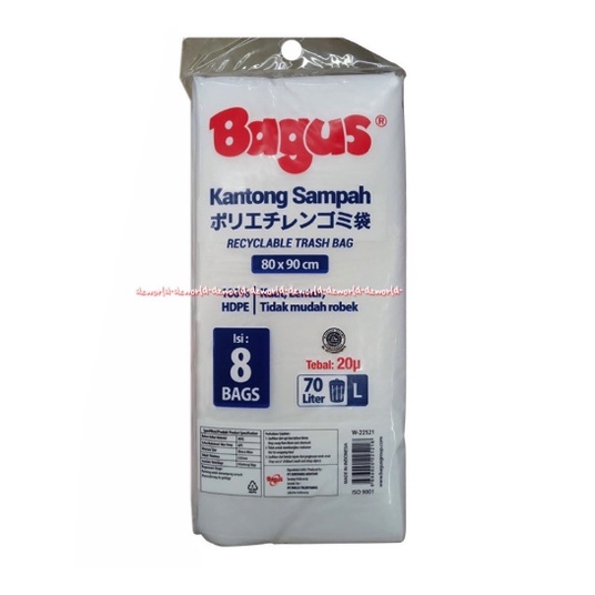 Bagus Kantong Sampah 70L Recycle Trash Bag White Kantong Plastik 8pcs Baguus Kantong Sampah Bening Transparan 80x90cm Bagus Plastic Bag White Garbage Bags Eco Green Mudah Di Daur Ulang Kantong Sampah