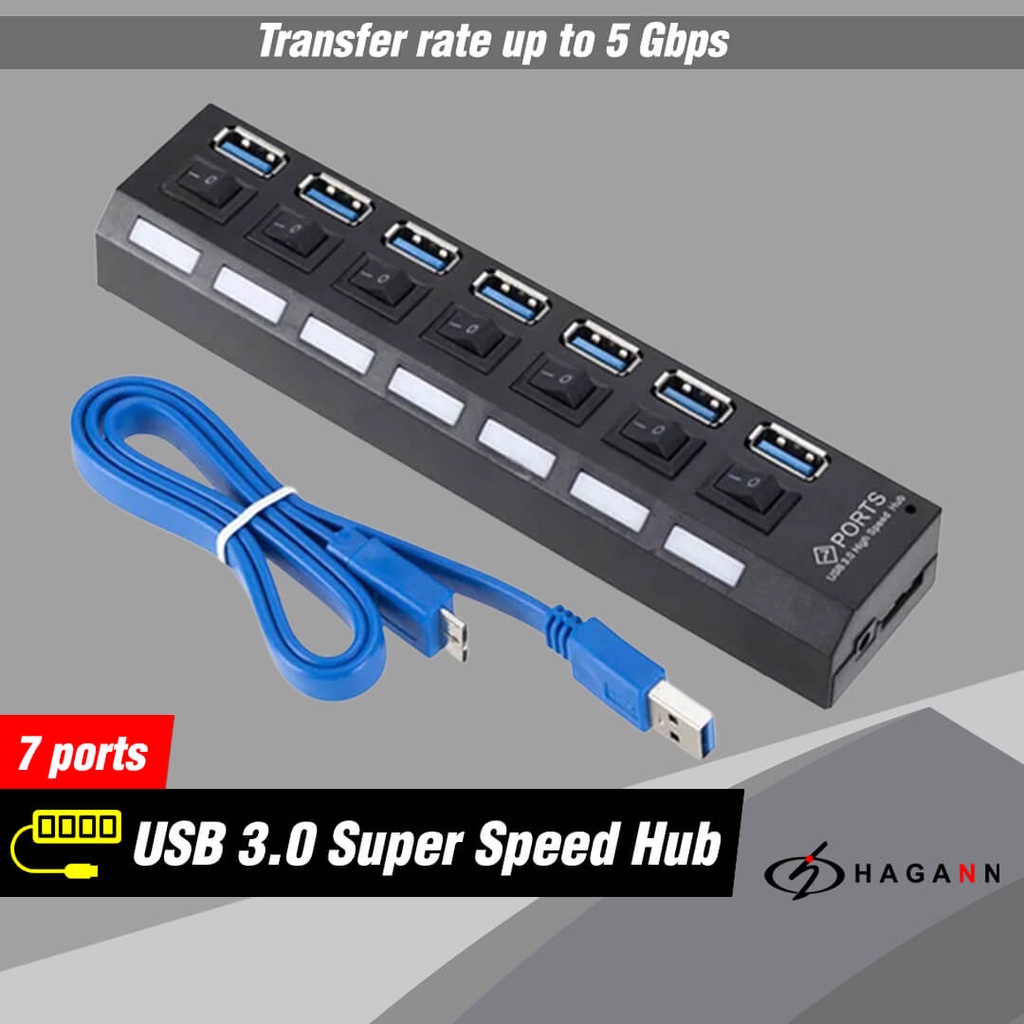 USB 3.0 Hub 7 Port On Off High Speed / USB Hub 7 Slot Data Super Speed USB3.0