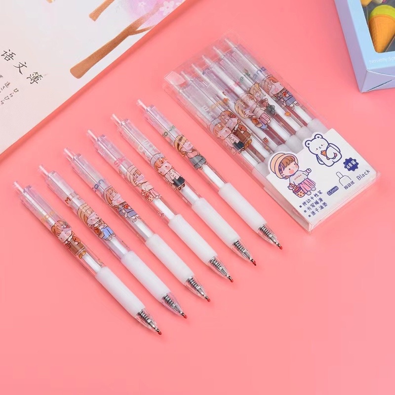 1 Buah Pen Gel Fancy Retractable Black Refill Cute Animals Girls Aesthetic Kawaii Japanese Lovely Pink Style Kiyowo Pulpen Minimalis Tinta Hitam Mekanik Unik Lucu Gaya Korea Karakter Kartun Anak Perempuan Hewan Peliharaan Pelajar Viral Estetik