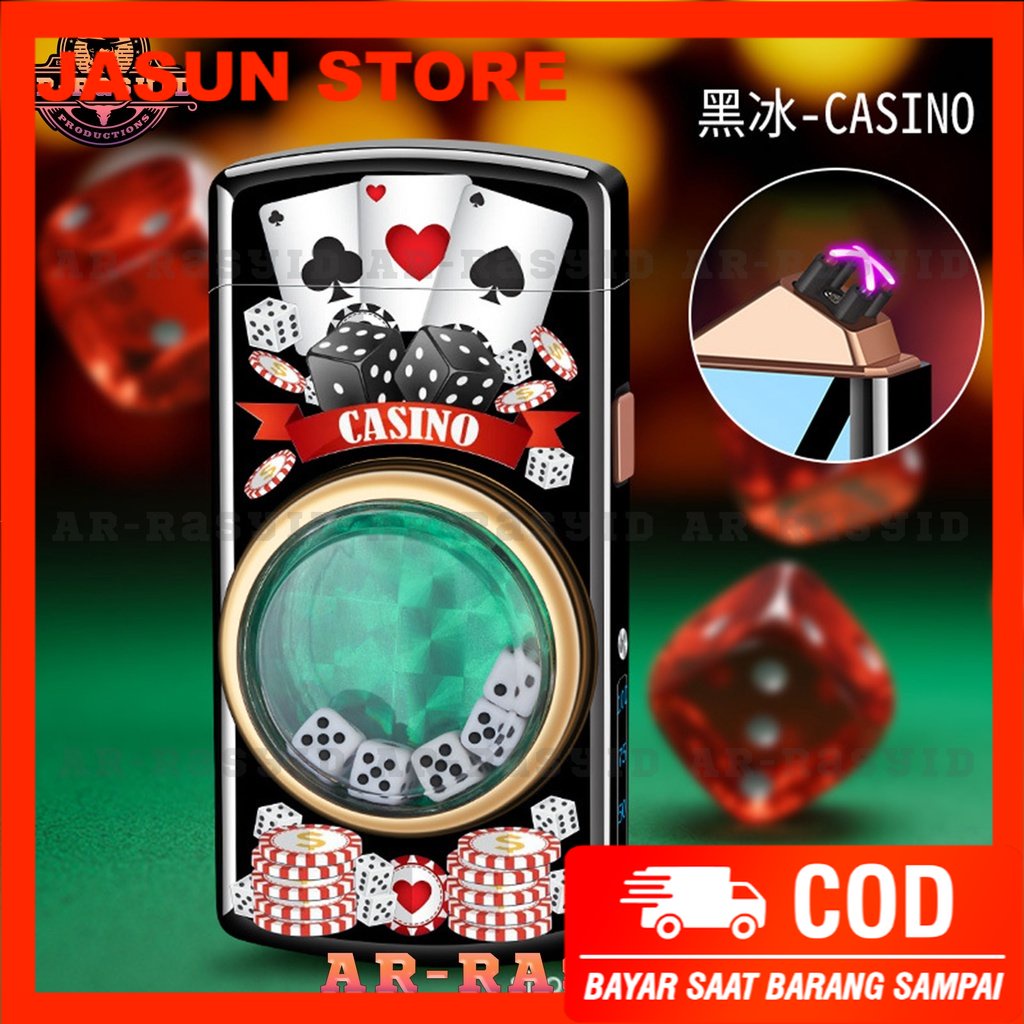 BISA COD! Korek Api Elektrik Double Arc Plasma USB Lighter Casino HT-2102 1903