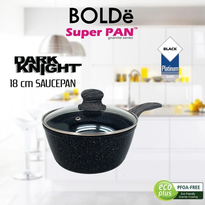 Bolde Sauce Pan 18cm Black Dengan Granite Anti Lengket Dan Alas Induksi