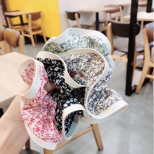 Ikat Rambut Scrunchie Korea Perempuan Motif Bunga Aksesoris kunciran Rambut Elastis Kualitas high quality AK103