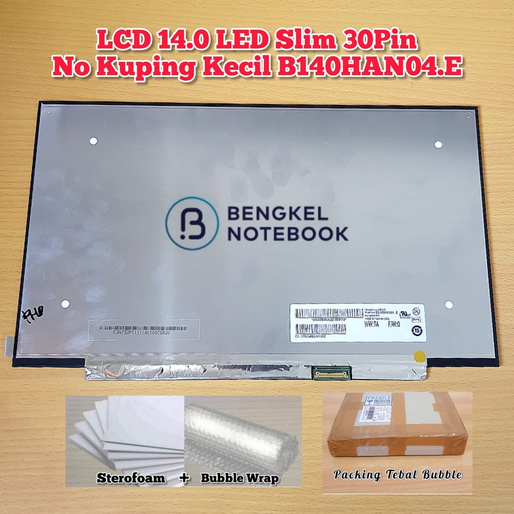 LCD 14.0&quot; LED Slim 30pin No Kuping Kecil N140HCA-EAE B140HAN04.E B140HAN04.0 N140HCA-EAC B140HAN04.1 NV140FHM-N48 Lenovo IdeaPad 5-14 3-14 ThinkPad T14 P14s 14iiL05 Inverter Kecil