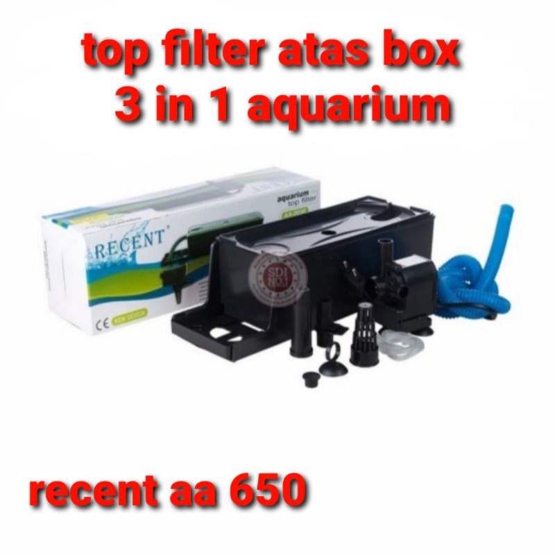 filter aquarium top filter 3 in 1 siap pakai recent aa 650
