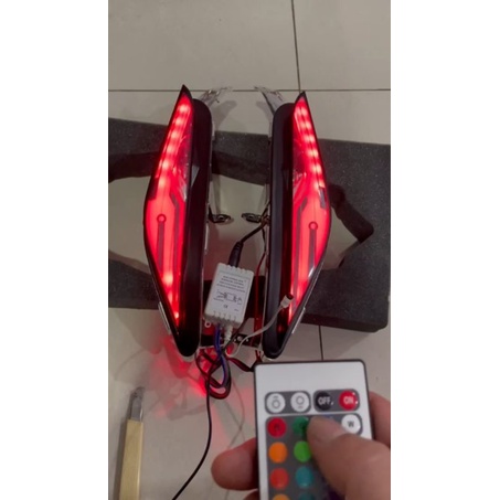 lampu sen depan jupiter mx 135 new double disk model led bisa ganti warna pakai remote