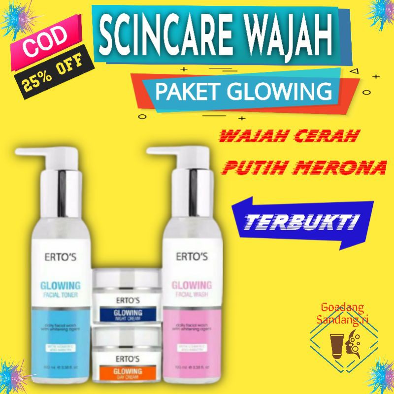 Scincare Wajah Paket Glowing Series 4 In 1 Skinker Pemutih Muka Skin Care Ertos Paket Skincare Bpom