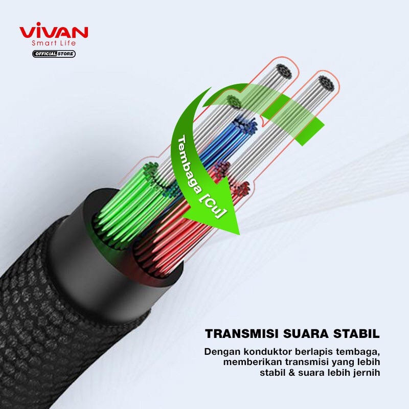VIVAN Kabel Audio AUX 3.5mm 100cm AUX01 Garansi Resmi 1 Tahun