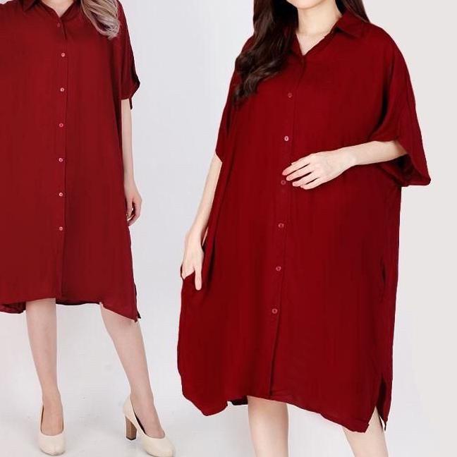 ✰ BIG SIZE DRESS KEMEJA WANITA LD 130CM TUNIK JUMBO 5105 BAJU CEWEK PEREMPUAN HAMIL MENYUSUI SPANDEX