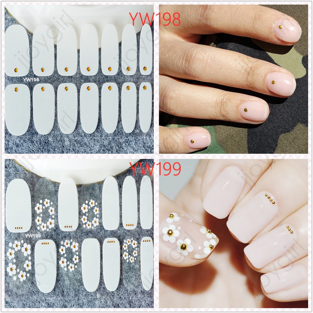 YW Motif Sticker Kuku Stiker Glitter Sticker Kuku Marble Cartoon Nail 14PCS / sheet Nail Sticker