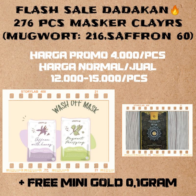 [free mini gold 0,1gram]paket usaha masker/masker clayrs Mugwort/masker clayrs saffron/join reseller