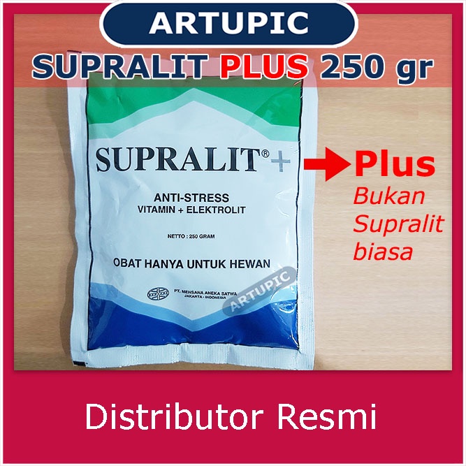 Supralit PLUS 250 gram Anti Stres Elektrolit Vitamin Unggas Ayam Mensana Artupic