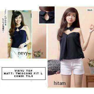 [viryu RO] blouse wanita twiscont hitam dan navy