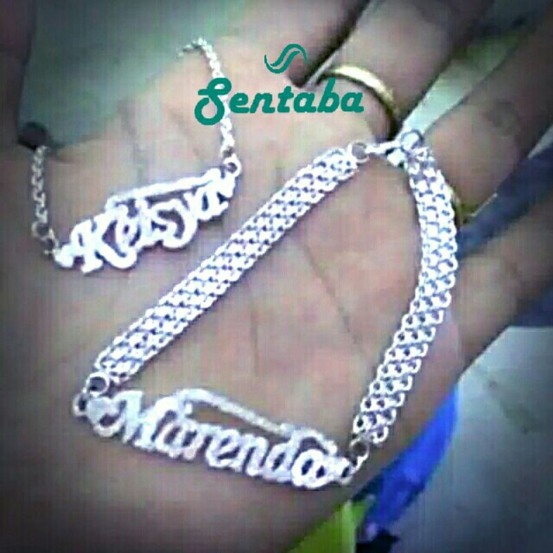 Gelang Nama Anak bahan Perak Murni