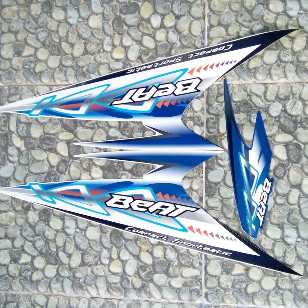 stiker lis body motor honda beat karbu 2012 putih biru