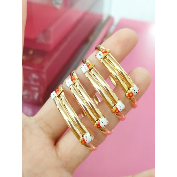 GELANG SELOT ANAK-ANAK HELLOKITY CAT PERAK 925 LAPIS MAS 24K