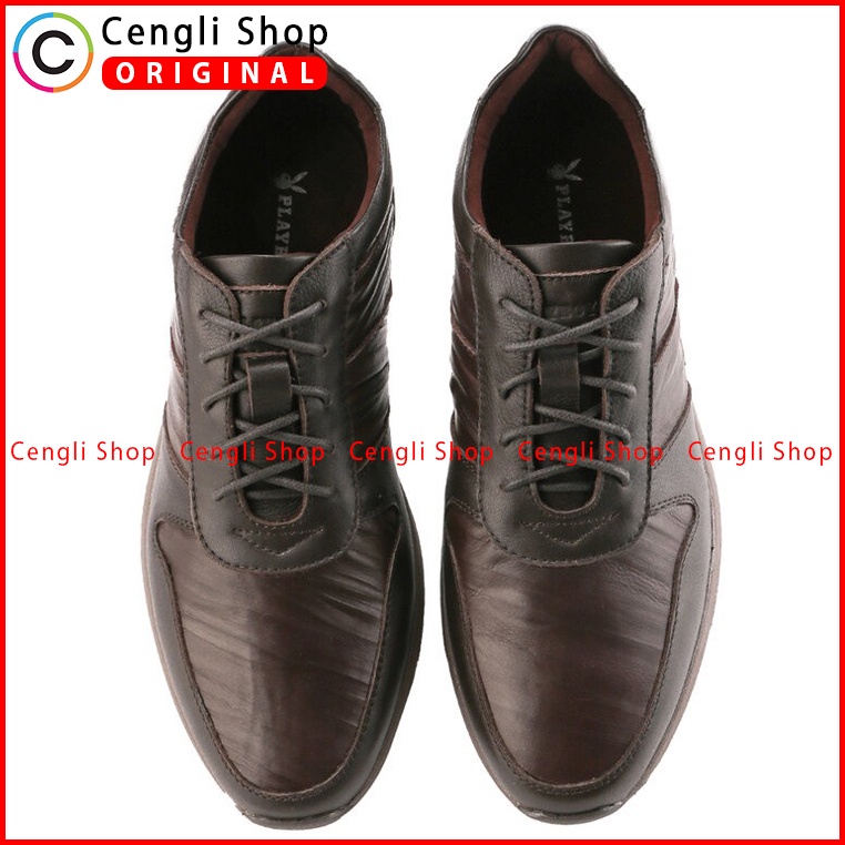 SEPATU PLAYBOY PRIA ORIGINAL SNEAKER CASUAL FORMAL KULIT COKLAT PL37