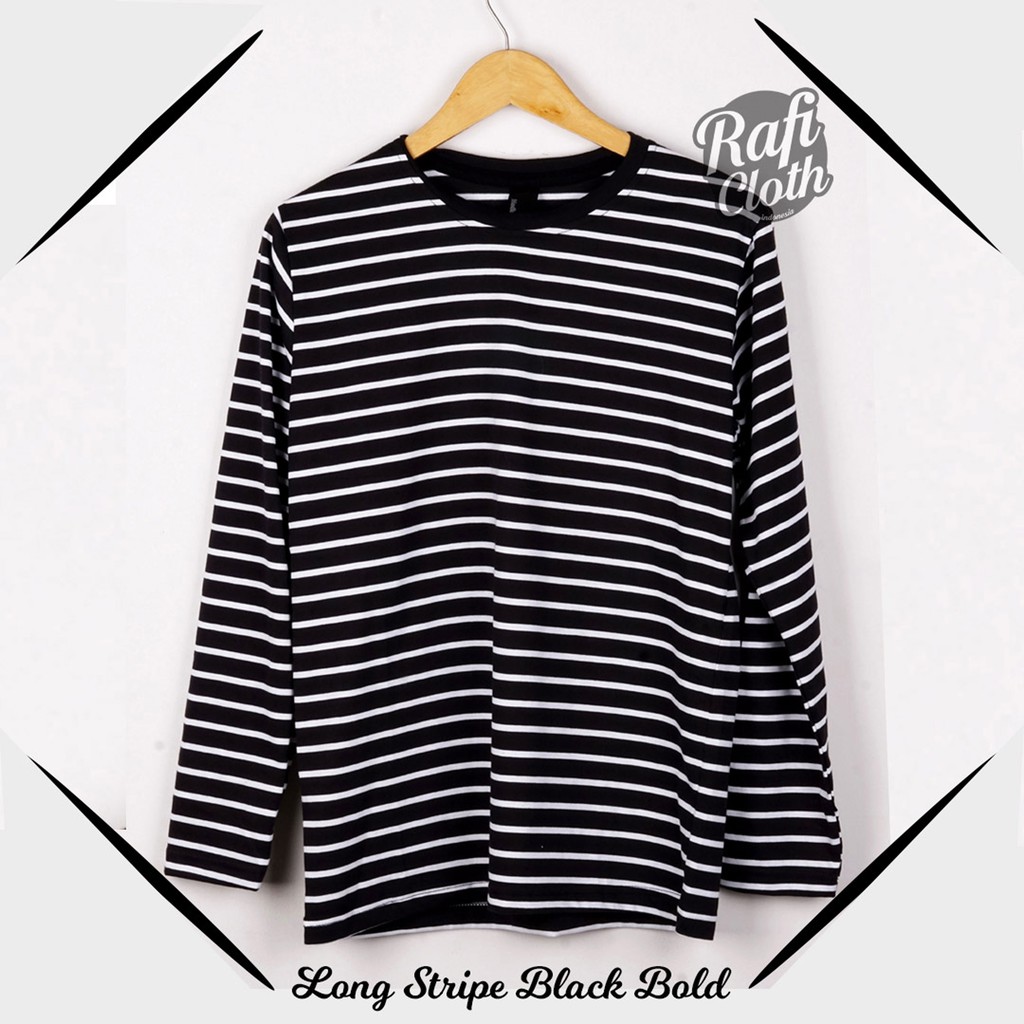 KAOS STRIPE BLACK BOLD LENGAN PANJANG PRIA WANITA