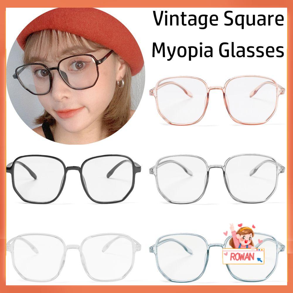 Kacamata Myopia 1.0 ~ - 4.0 Pelindung Radiasi Anti Lelah Bentuk Kotak Oversized Gaya Vintage Untuk Unisex