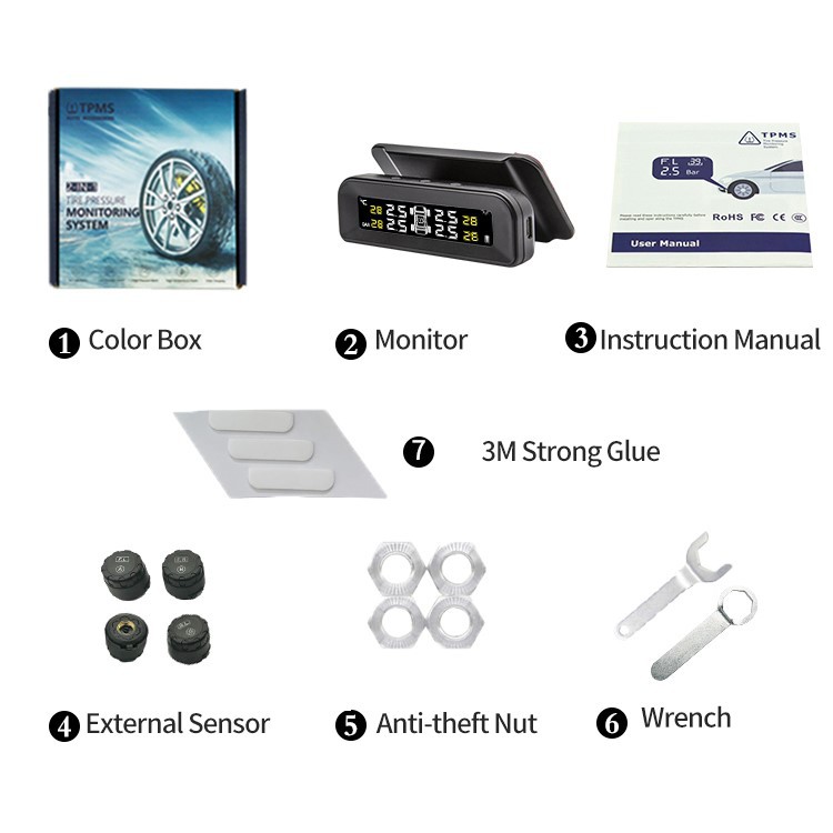 Solar TPMS Tire Pressure Monitor Pengukur Tekanan Angin Ban Mobil