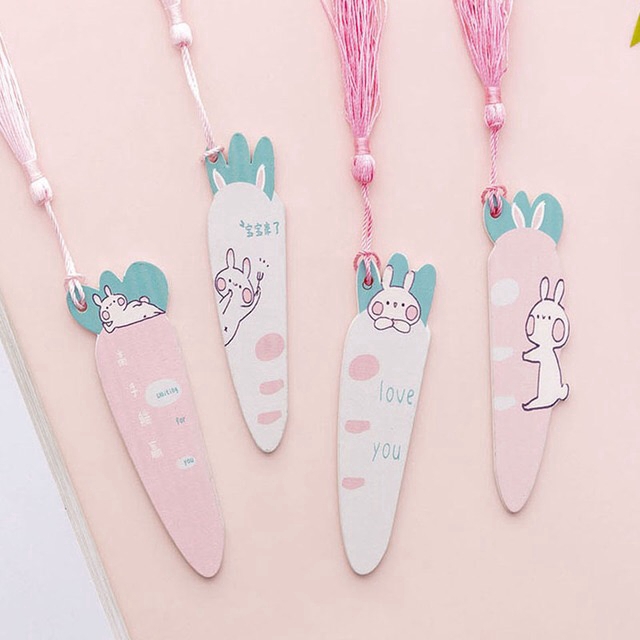 INS Student Office Stationery Bookmark Cute Cartoon Carrot Rabbit Tassel Bookmark