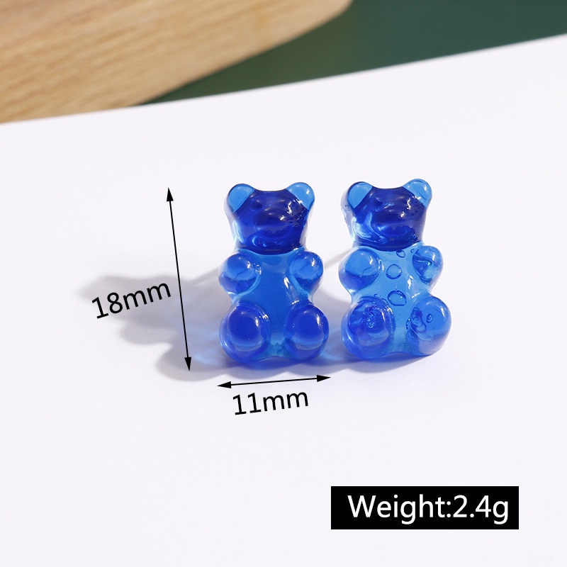 [ACKER] INS Kartun Beruang Resin Warna Kreatif Anting Permen Transparan Untuk Wanita