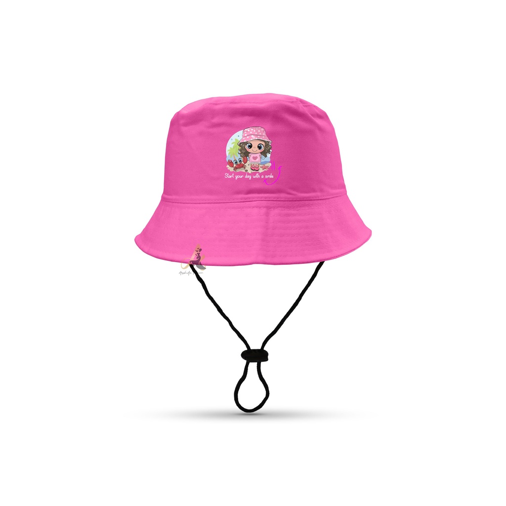 Topi bucket  sablon karakter hewan dan kartun