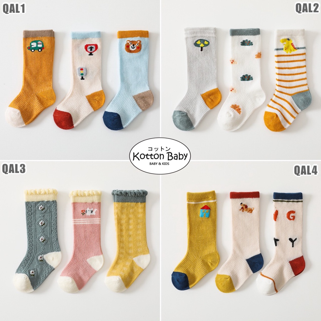 [3 PSG] 0-3 thn | KAOS KAKI BAYI ANAK IMPOR SOCKS LUCU KARAKTER KARTUN UNISEX Catalog QN QAL