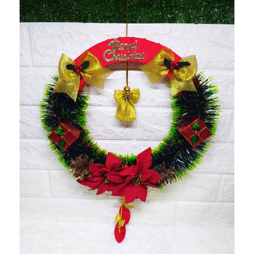 ( Diameter 30 cm ) Fancy Wreath Exclusive - Gantungan Hiasan Dekorasi Natal