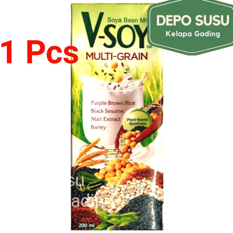 Vsoy Multigrain 200 ml | V-Soy Susu Kedelai 200ml Import Premium