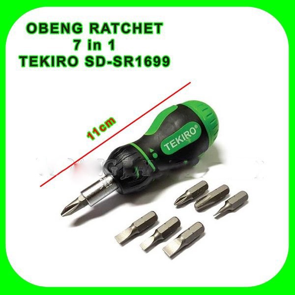 Tekiro SR1699 Obeng Set 7 in 1 Obeng Ratchet Mini Set Stubby Ratchet