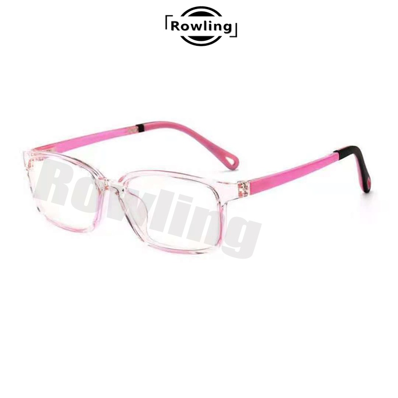 (Rowling)Kacamata Anak NewTrend/Fashion Anak Unisex Kotak Terbaru anti radiasi Blue Light Silikon High Quality Import-Ka-73 Pink