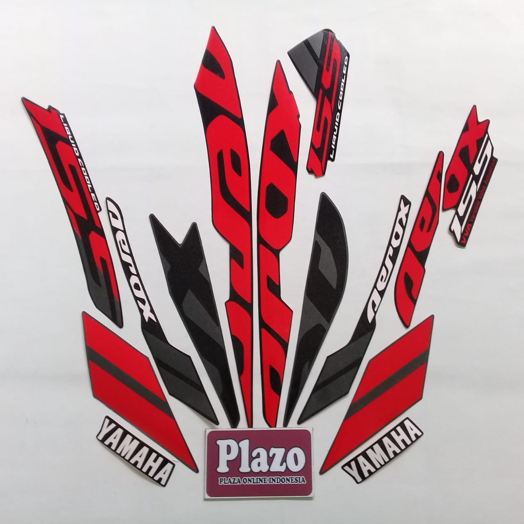 striping stiker body motor yamaha aerox vva 155 2019 full hitam-merah