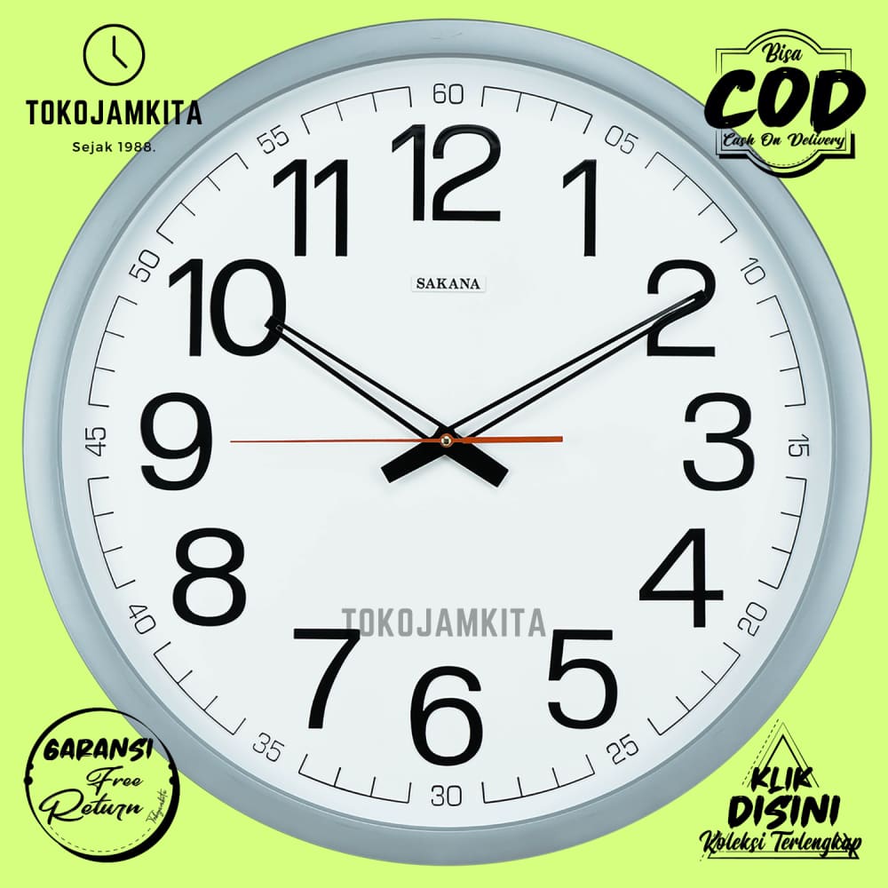 Jam Dinding Analog Dekorasi Dinding Minimalis Bagus Sakana 415N Besar